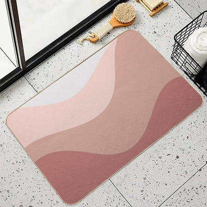 Modern Pink Wave Abstract, Minimalist Art, Simple Pattern Durable Bath Mat