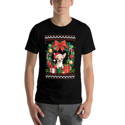 Chihuahua Dog Christmas  Rolled Sleeves T-Shirt