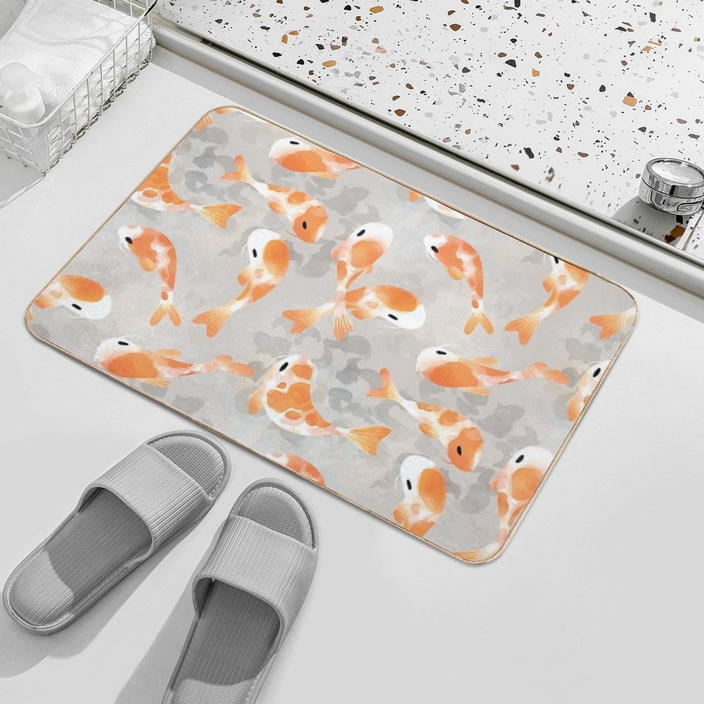 Japanese Koi Fish  Fade-Resistant Bath Mat