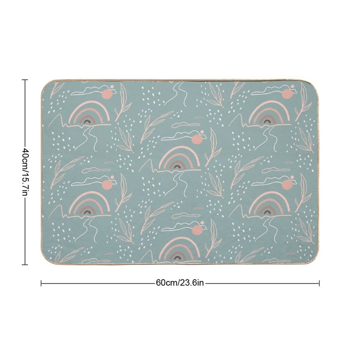 Minimalistic Design with Rainbow And Leaves  Dirt-Trapping Bath Mat