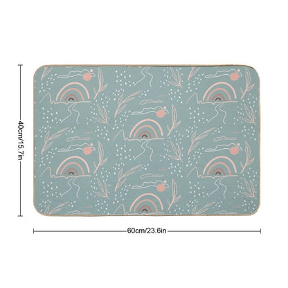 Minimalistic Design with Rainbow And Leaves  Dirt-Trapping Bath Mat