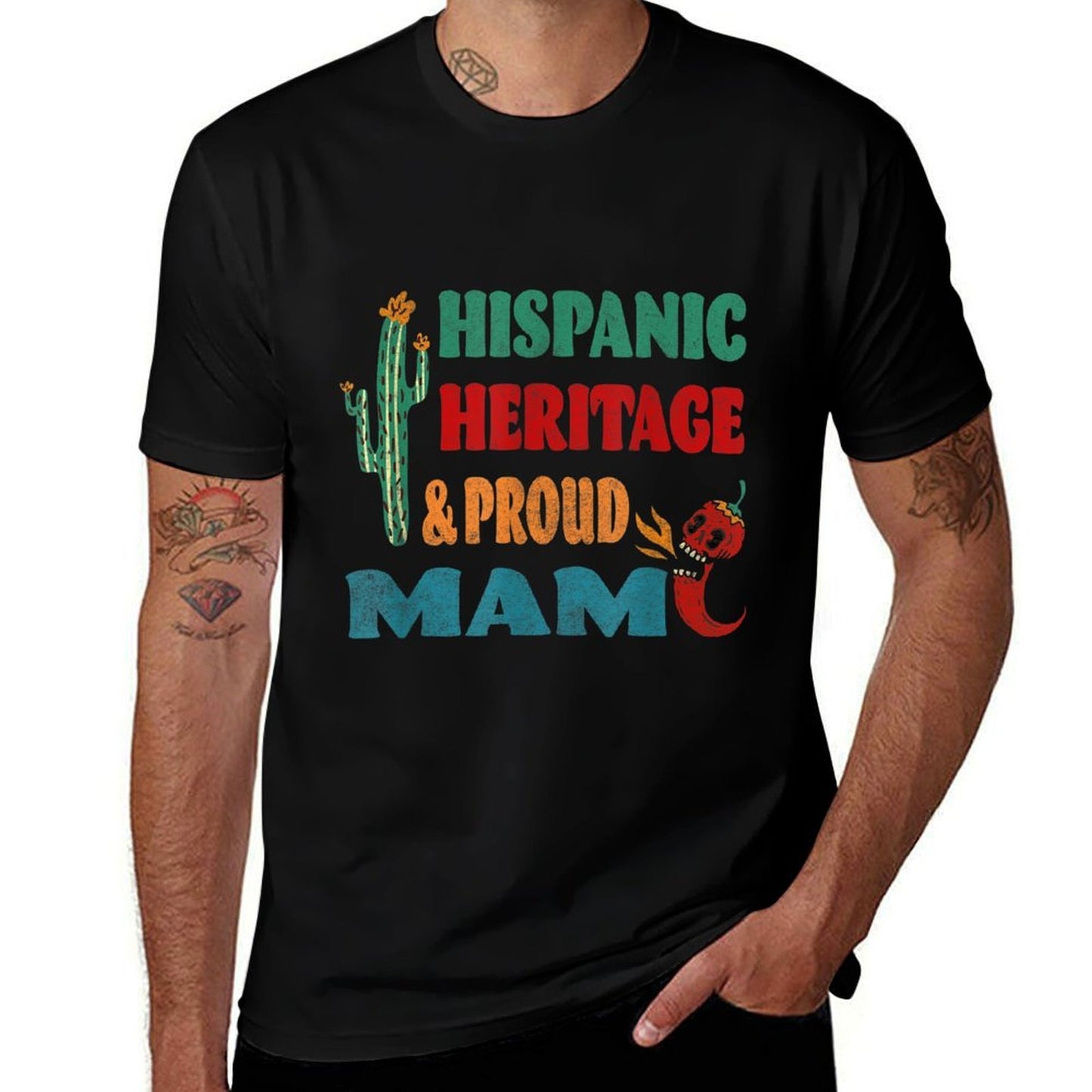 Hispanic Heritage & Proud Mam  Stretchy T-Shirt