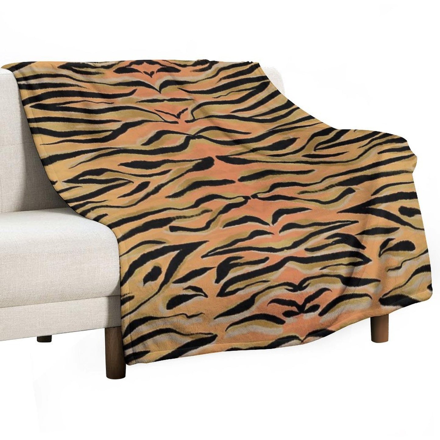 Stylish Black Gold Tiger Animal Print All-season Throw Blanket