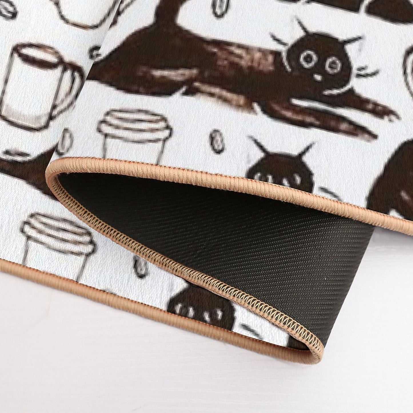 Gouache Black Cats & Coffee  Long-Lasting Bath Mat