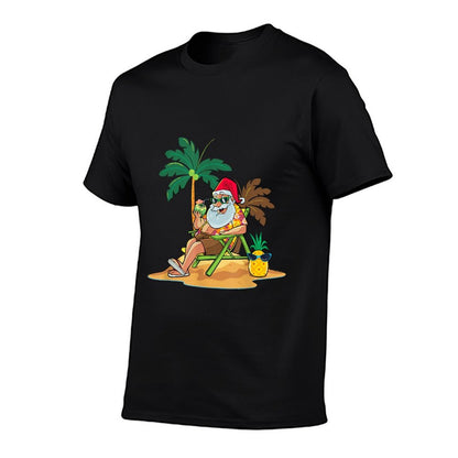 Hawaiian Christmas Santa Claus Party Aloha Holiday Beach  Breathable T-Shirt