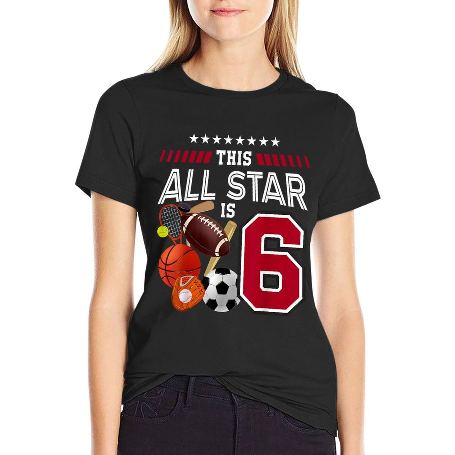 This All Star Is 6th Birthday Sport Lover 6 Year Old B-Day Comfortable T-Shirt