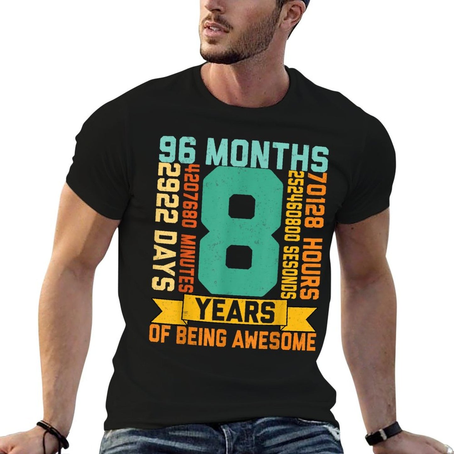 8 Years Of Being Awesome Math Lover Kids 8th Birthday Party  Summer-ready Fabric T-Shirt