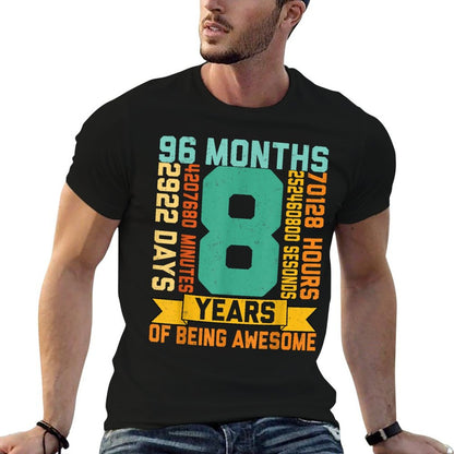 8 Years Of Being Awesome Math Lover Kids 8th Birthday Party  Summer-ready Fabric T-Shirt