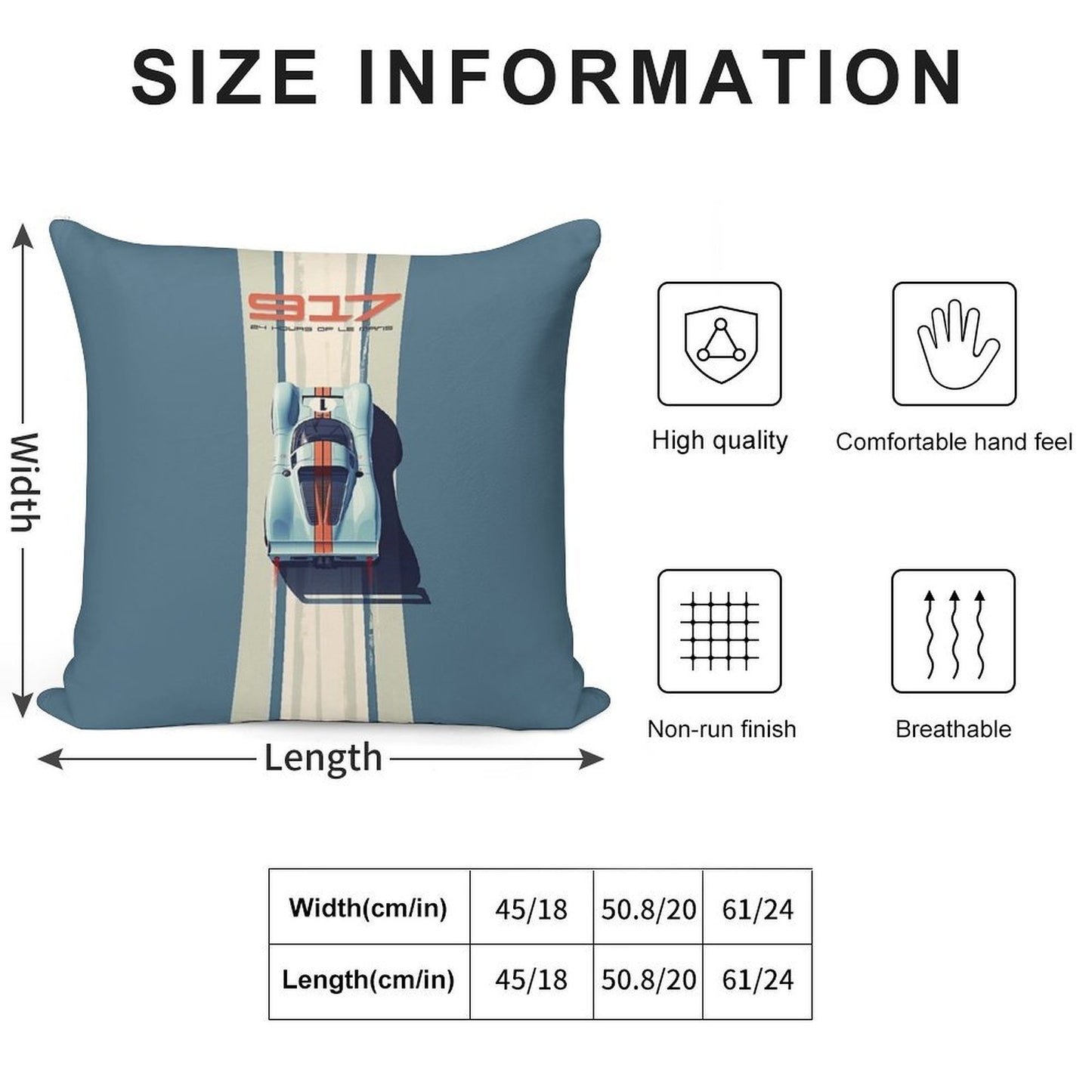 Porsche 917 24 Hours of Le Mans Race Car Soft Easy Maintenance Throw Pillow