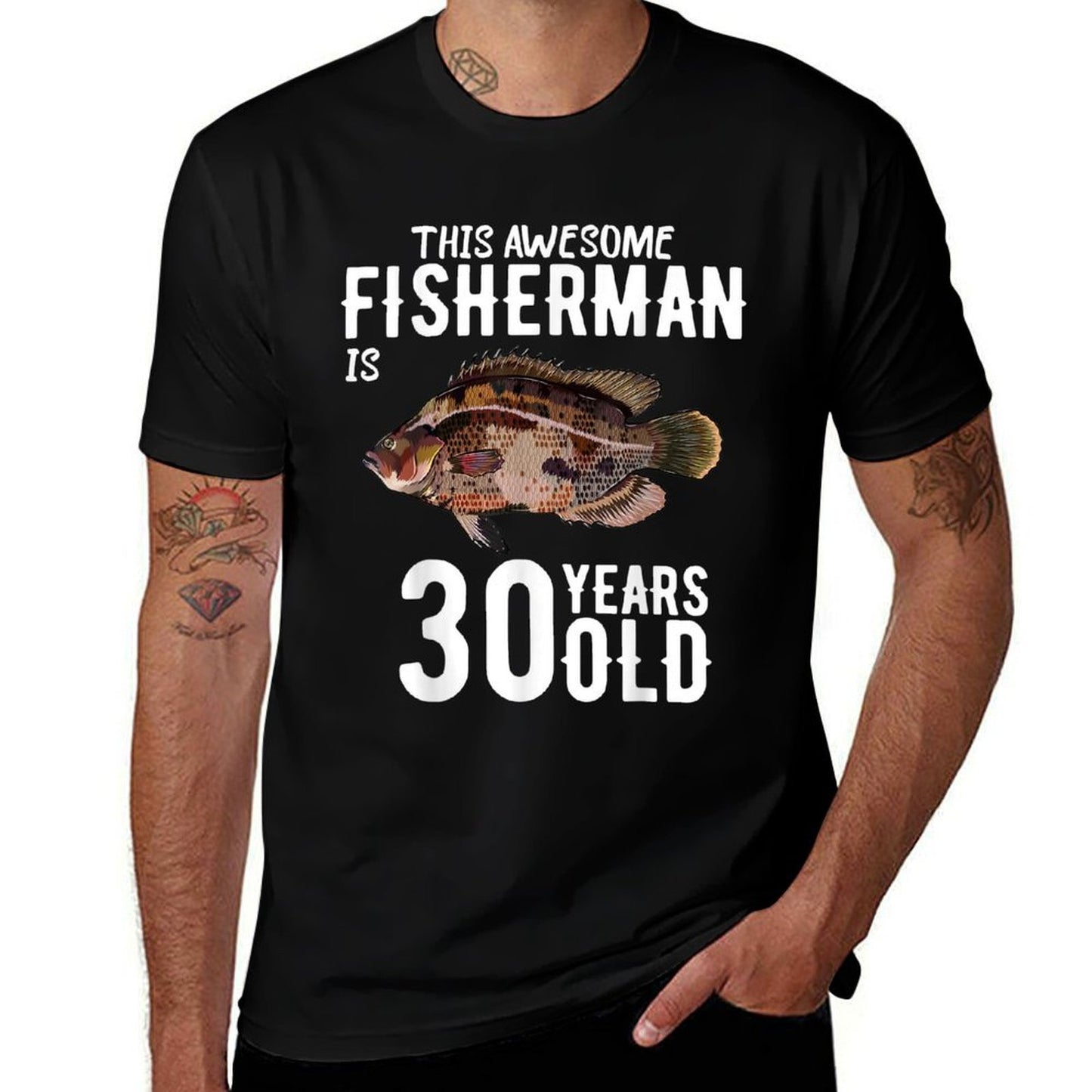 Mens This Tripletail Fisherman Is 30 Years Old 30th Birthday  Relaxed-fit T-Shirt