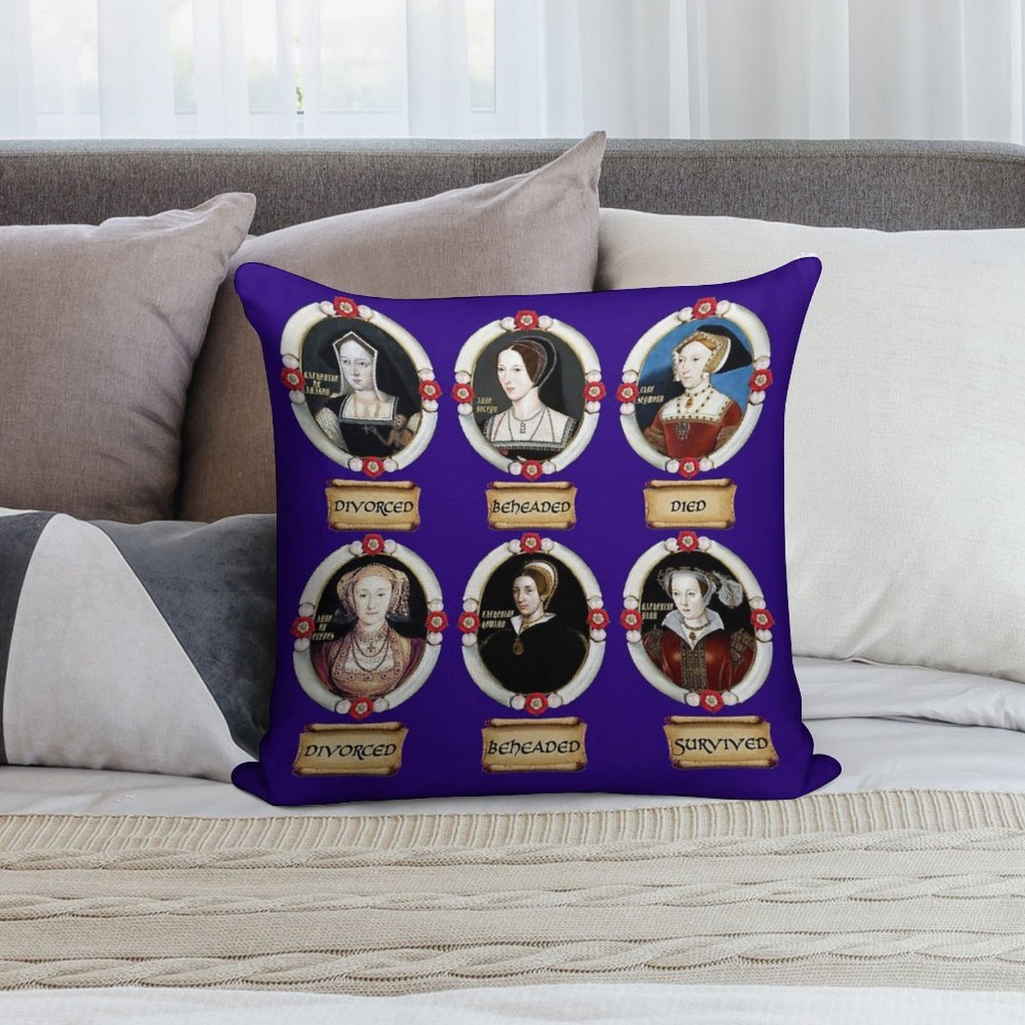 The Six Wives. Soft Gift Ready Throw Pillow