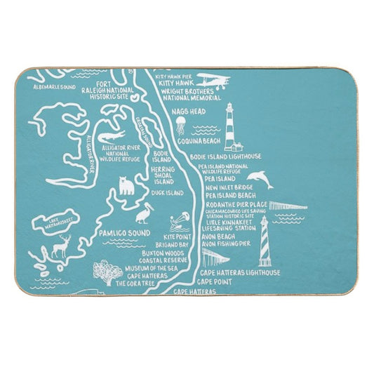 Outer Banks Map  Long-Lasting Bath Mat