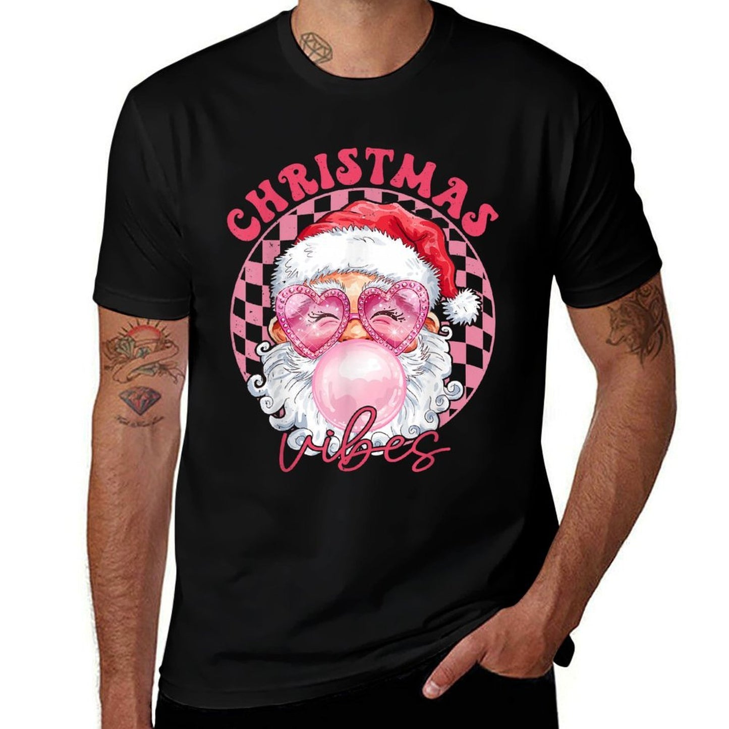 Vintage Groovy Santa Claus Christmas Vibes Womens Kids Girls  Eco-friendly Material T-Shirt