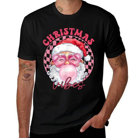 Vintage Groovy Santa Claus Christmas Vibes Womens Kids Girls  Eco-friendly Material T-Shirt