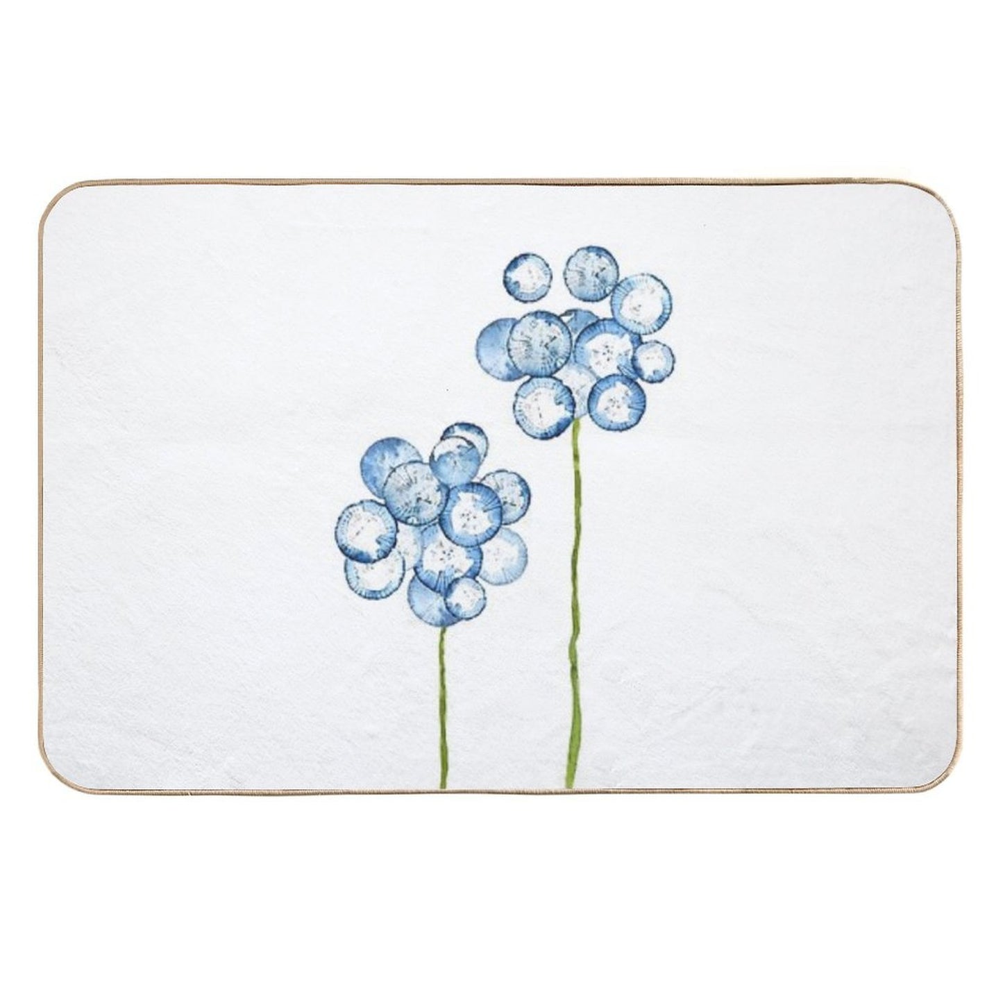 Hand Painted 2 Abstract Indigo Dandelions  Eco-Friendly Bath Mat