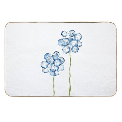 Hand Painted 2 Abstract Indigo Dandelions  Eco-Friendly Bath Mat