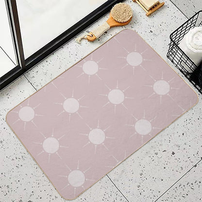 Pretty Polka Dots Sun Pattern Boho Aesthetic In Muted Colors Gray Pink  High-Traffic Bath Mat