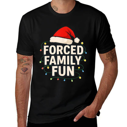 Forced Family Fun Men Women Kids Christmas Pajamas  Heathered Texture T-Shirt