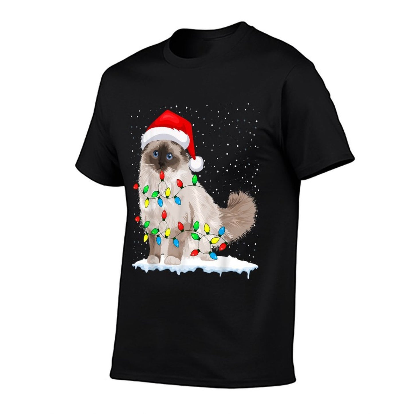 Ragdoll Cat Christmas Lights Xmas Cat Lover  Eco-friendly Material T-Shirt