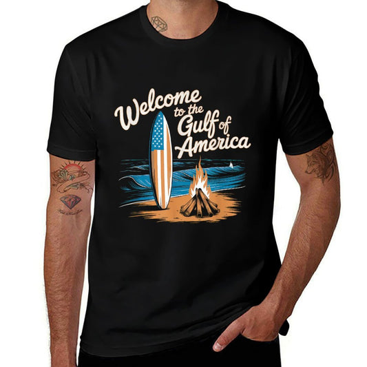 Gulf Of USA America Gift Men Women Flag Beach Lightweight T-Shirt