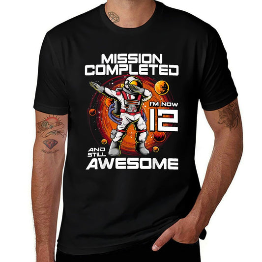 12th Birthday Astronaut 12 Years Old Outer Space Birthday  Fade-proof Color T-Shirt
