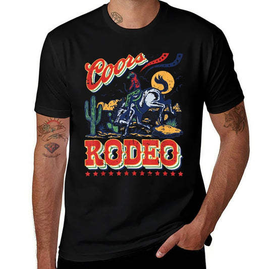 Vintage Cowhide Riding Coors Cowboys Western Country Rodeo  Moisture-wicking T-Shirt