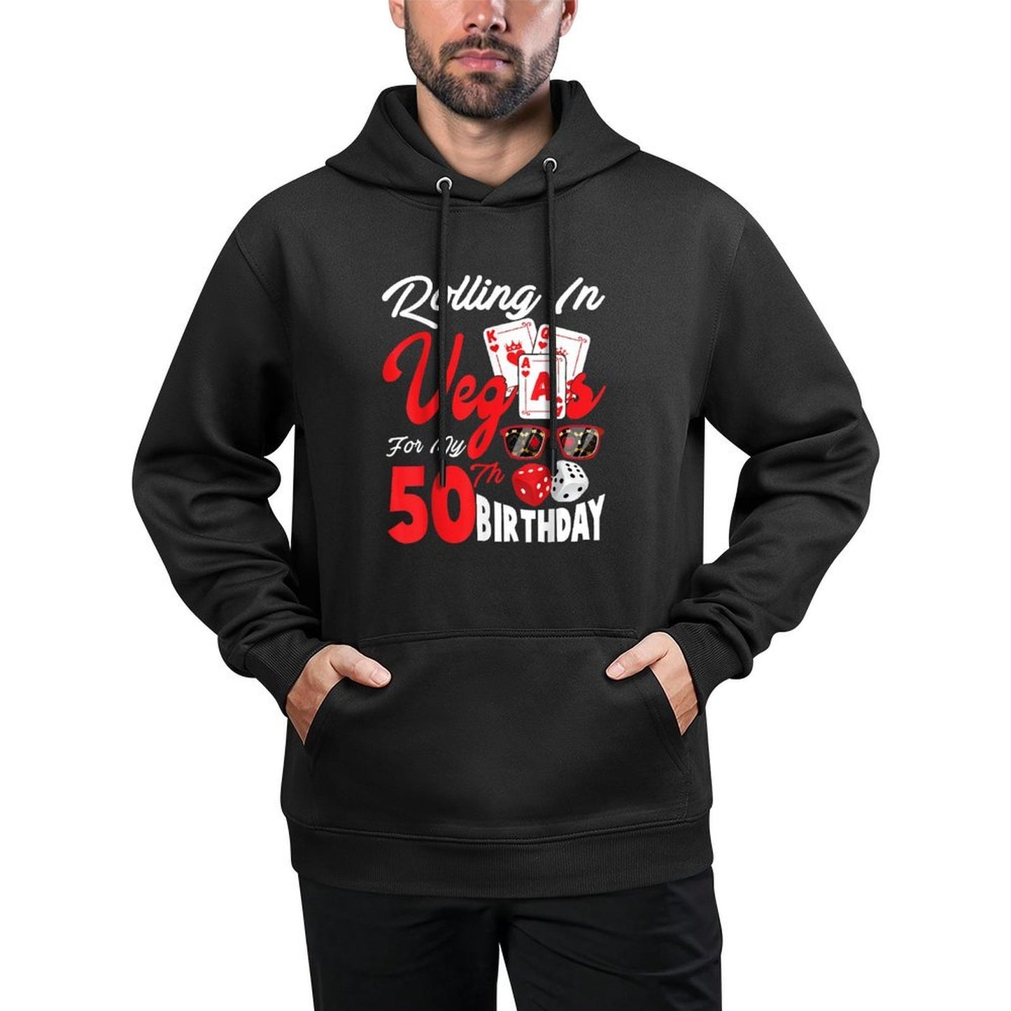 Rolling in Vegas For My 50th Birthday Las Vegas Bday Party Cotton-Polyester Blend Hoodie