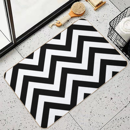 Zigzags Pattern Black & White  Multi-Purpose Bath Mat