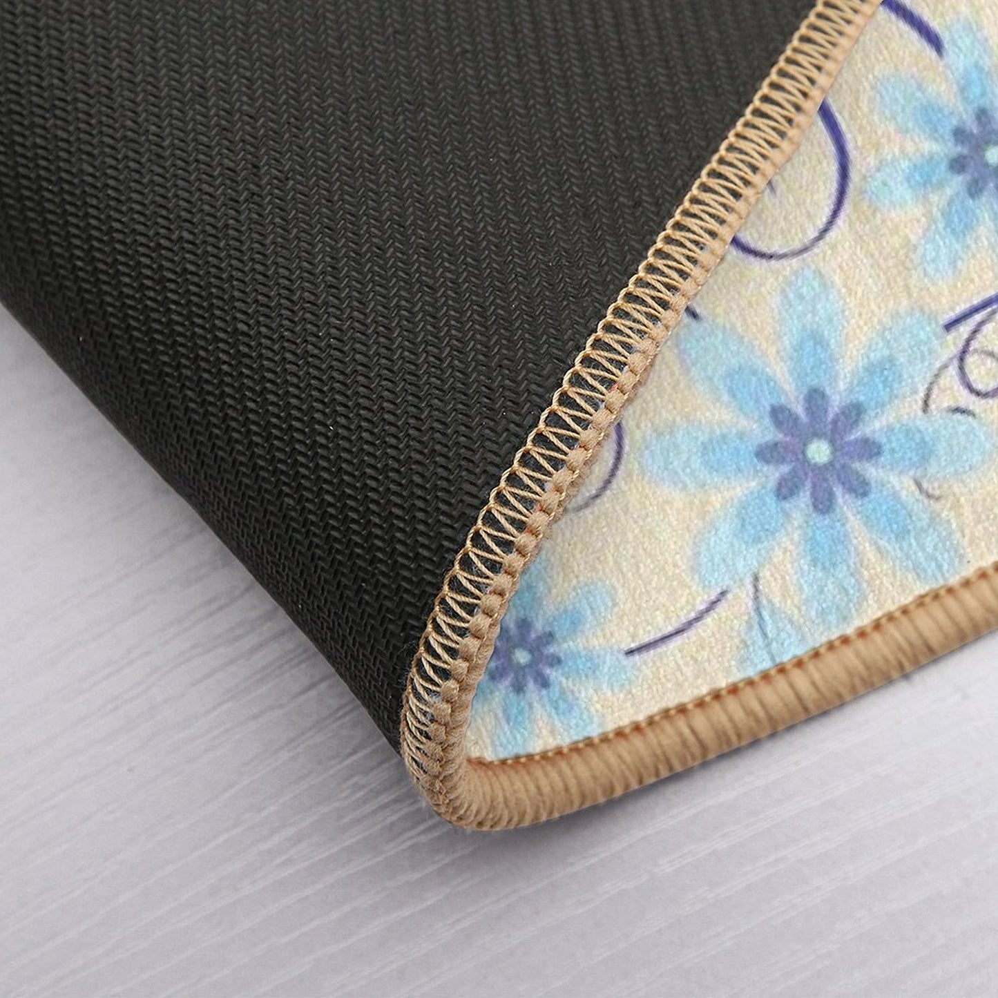 Blue Flowers (Sunny Beige)  Eco-Friendly Bath Mat