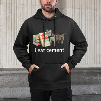 I Eat Cement Cat Kids Funny Dank Cat Meme Medium-Weight Fabric Hoodie
