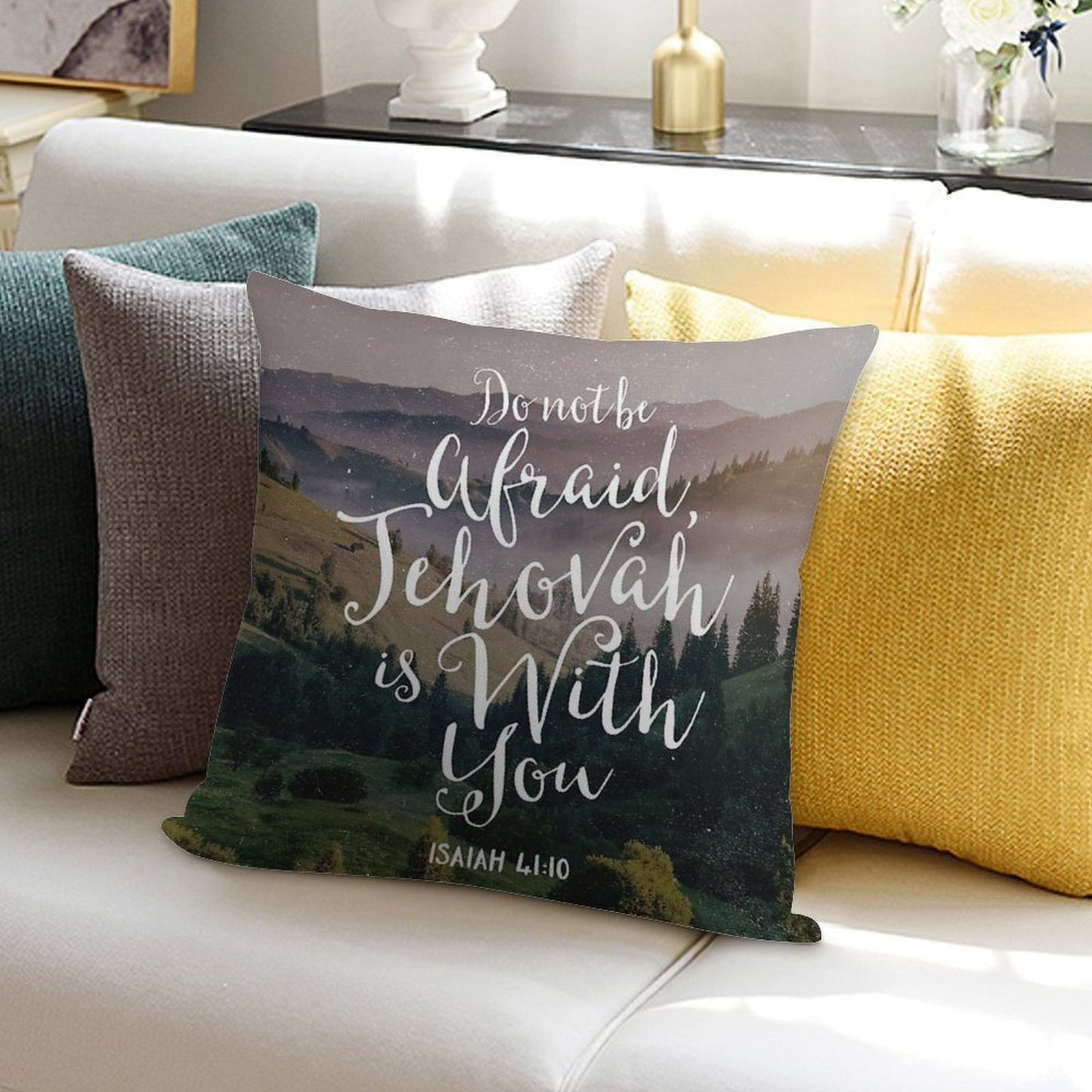 Do Not Be Afraid, Jehovah Is With You Soft Reinforced Edging Throw Pillow