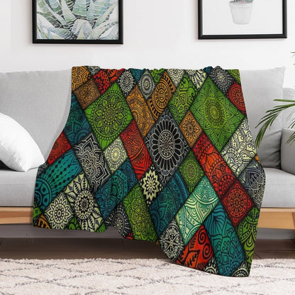 Colourful Geometric Floral Pattern Durable Throw Blanket