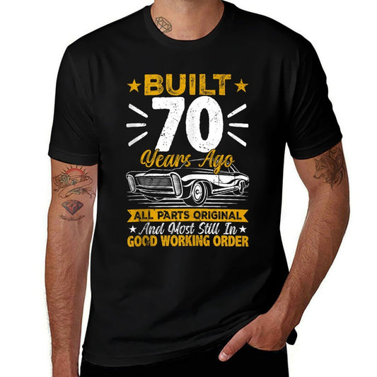 Retro Built 70 Years Ago Funny 70th Birthday 70 Years Old  Summer-ready Fabric T-Shirt