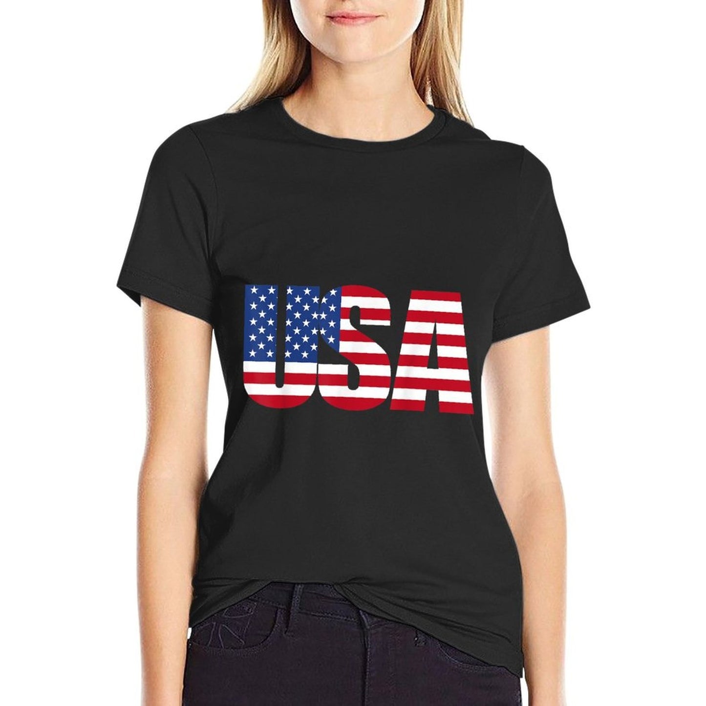 USA Patriotic American Flag For Men Women Kids Boys Girls US  Stretchy T-Shirt