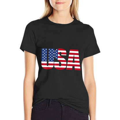 USA Patriotic American Flag For Men Women Kids Boys Girls US  Stretchy T-Shirt