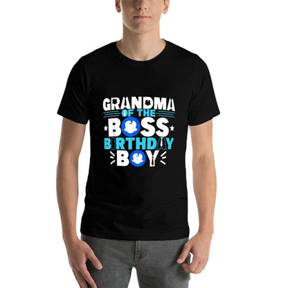 Grandma Of The Boss Birthday Boy Baby Decor Family Matching  Stretchy T-Shirt