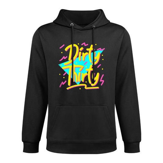 Dirty Thirty 90s Style 30th Birthday For Women Adjustable Hood Hoodie