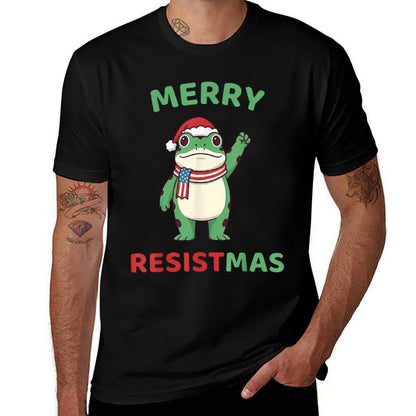 Frog Retro Merry Resistmas Funny Political Christmas  Odor-resistant T-Shirt