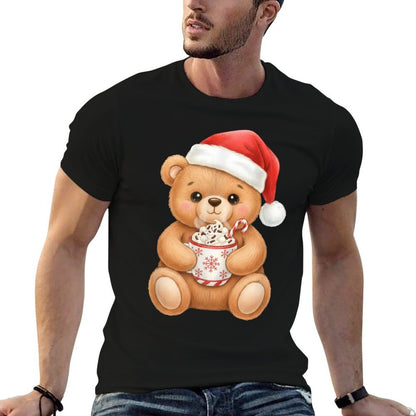 Cute Christmas Teddy Bear with Santa Hat  Oversized Silhouette T-Shirt