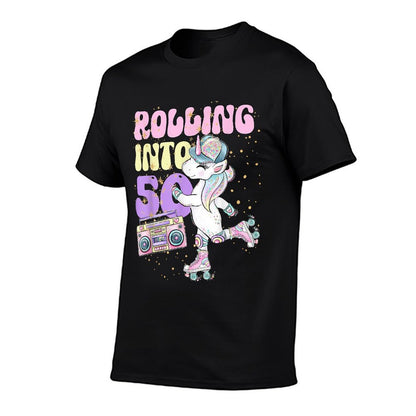 50th Birthday Roller Skate Party Unicorn Retro 90s Skating  Soft T-Shirt