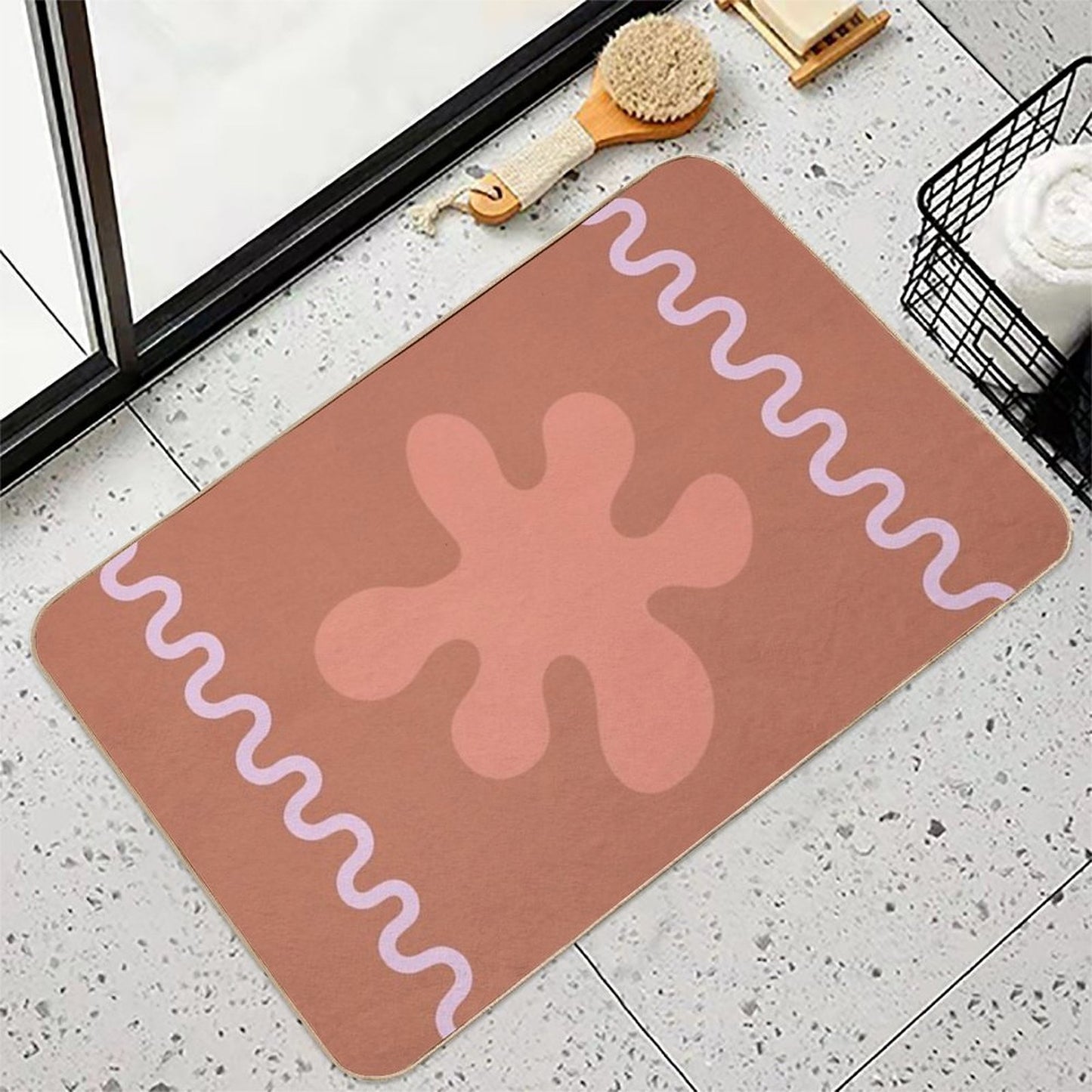 Brown Wavy Lines  Eco-Friendly Bath Mat