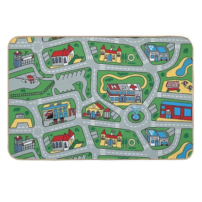 Car City Carpet Road Rug 90s Nostalgic Toy  Slip-Resistant Bath Mat