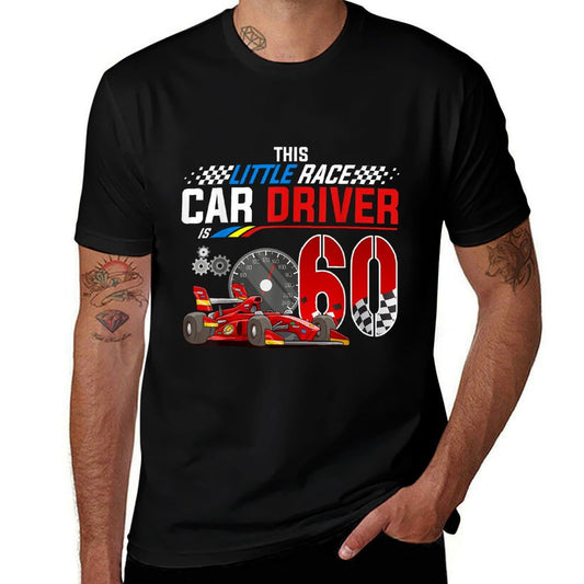 Racing Car Driver 60th Birthday Race Car Theme 60 Year Old  Rolled Sleeves T-Shirt