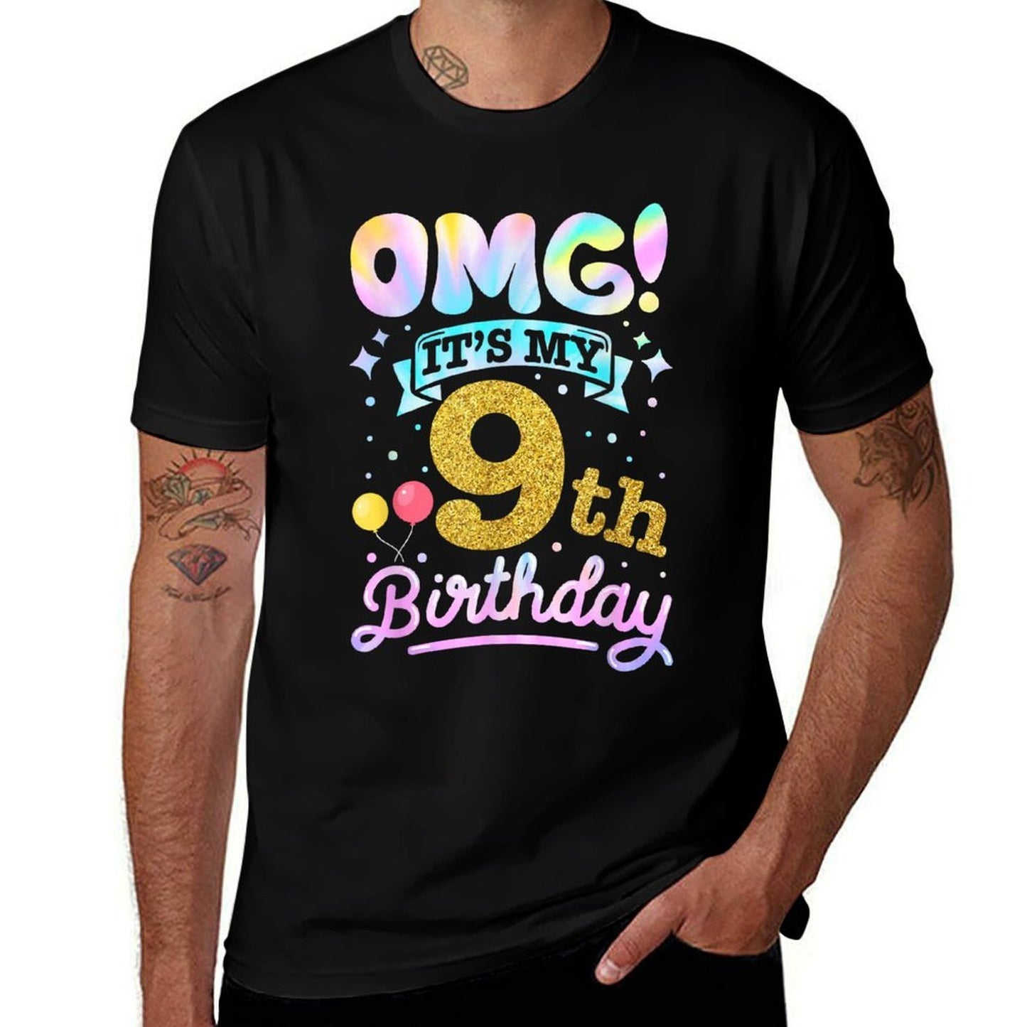 OMG It's My 9th Birthday Girls 9 Years Old Birthday  Wrinkle-resistant T-Shirt