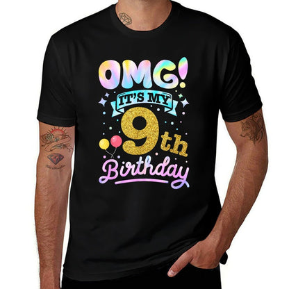 OMG It's My 9th Birthday Girls 9 Years Old Birthday  Wrinkle-resistant T-Shirt