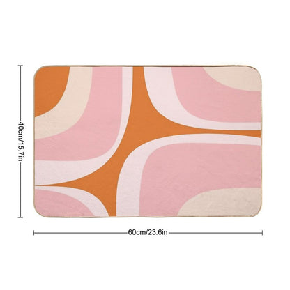 Retro Groove Pink And Orange Minimalist Abstract  Fade-Resistant Bath Mat