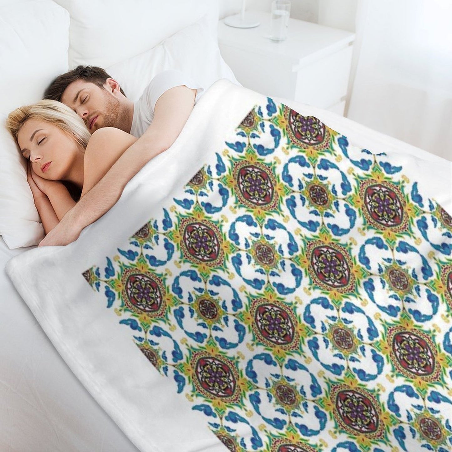 Traditional Geometric Mandala Textile Design Compact Throw Blanket