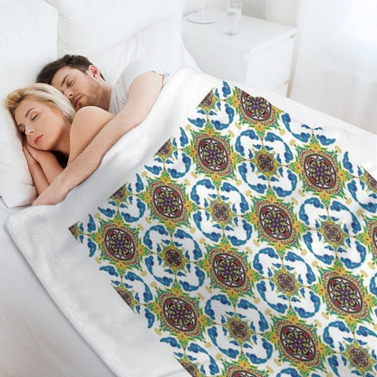 Traditional Geometric Mandala Textile Design Compact Throw Blanket