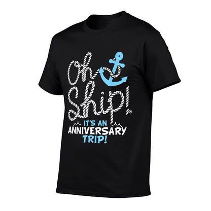 Oh Ship It's An Anniversary Trip, Oh Ship Cruise  Oversized Silhouette T-Shirt
