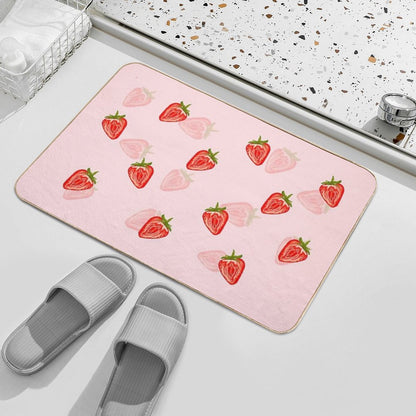 Strawberry Pattern  Easy Maintenance Bath Mat